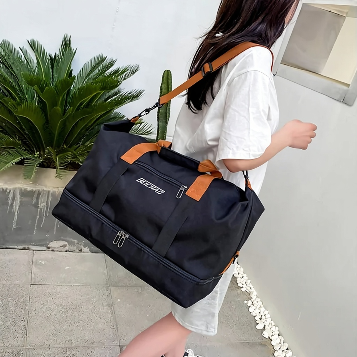 Travel Gym Bag - Portable Duffle for Fitness Short Trips and Carry-On Use