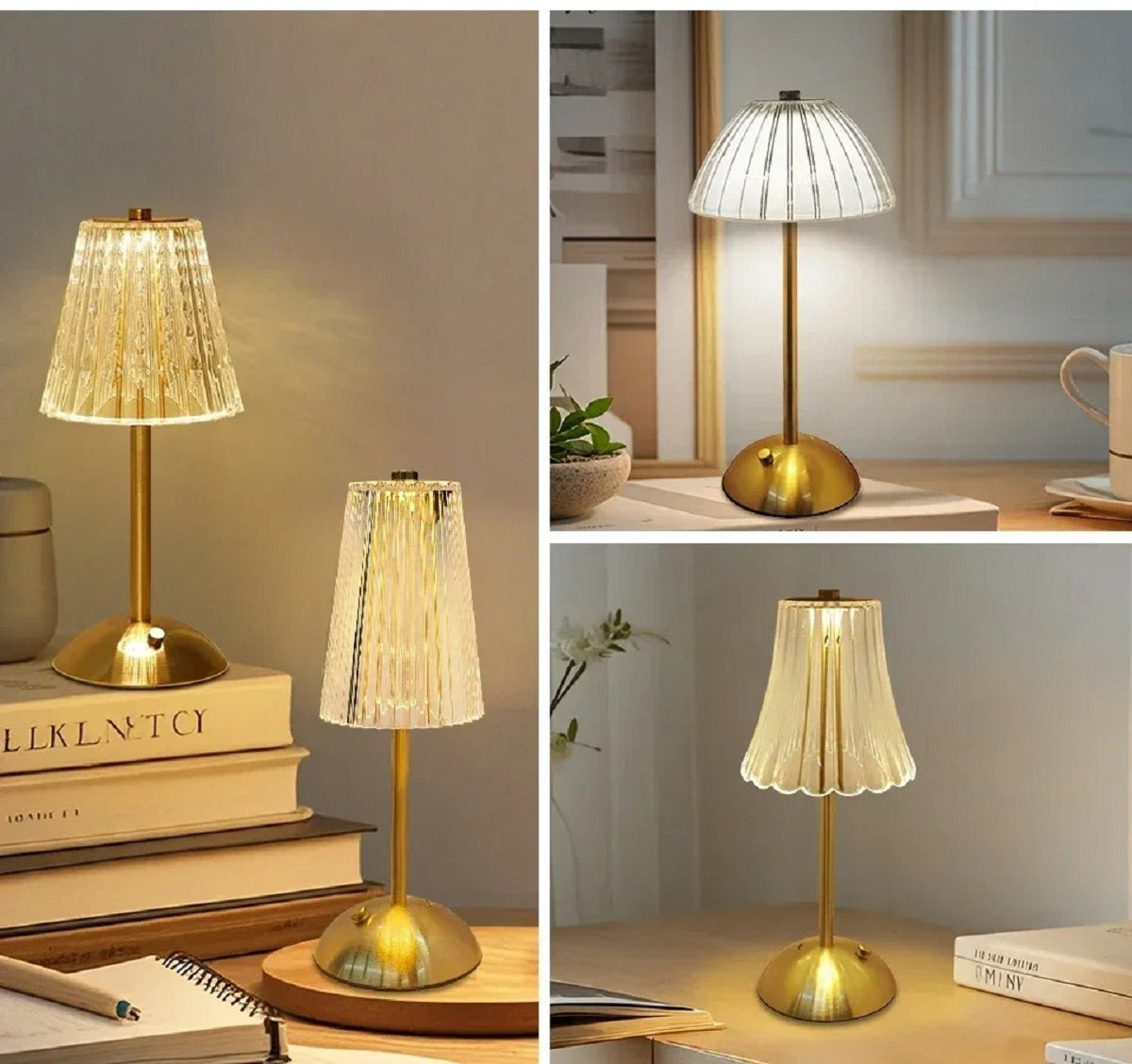 Crystal LED Table Lamp - Rechargeable Touch Sensor Dimmable Light