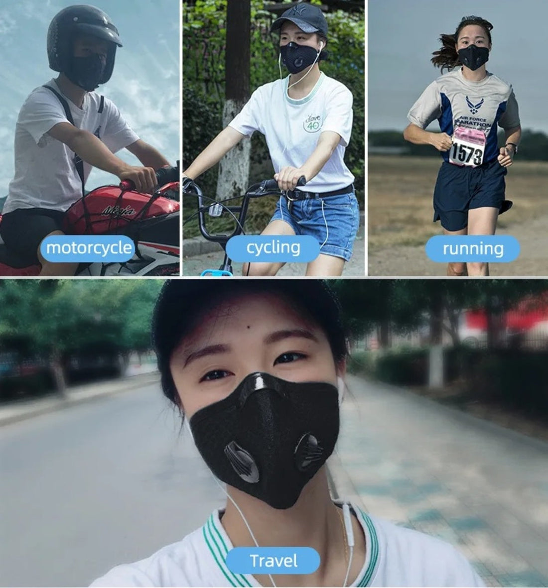 Sport Face Mask - Reusable Activated Carbon Filter
