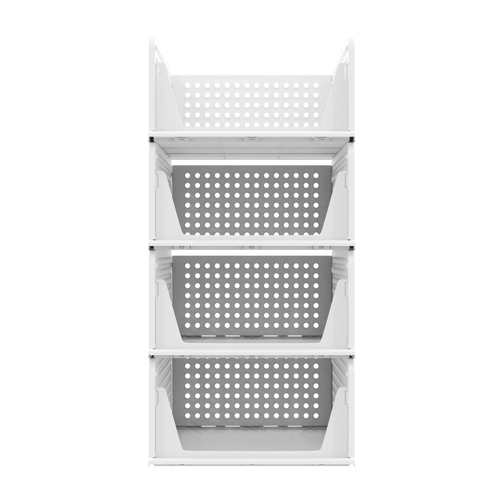 4-Pack Wardrobe Organiser - Stackable Folding Plastic Storage Baskets
