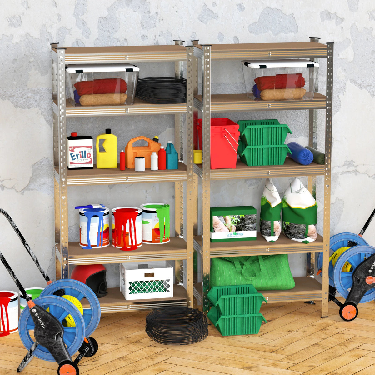 5-Tier Metal Storage Rack - Heavy-Duty Galvanised Shelving