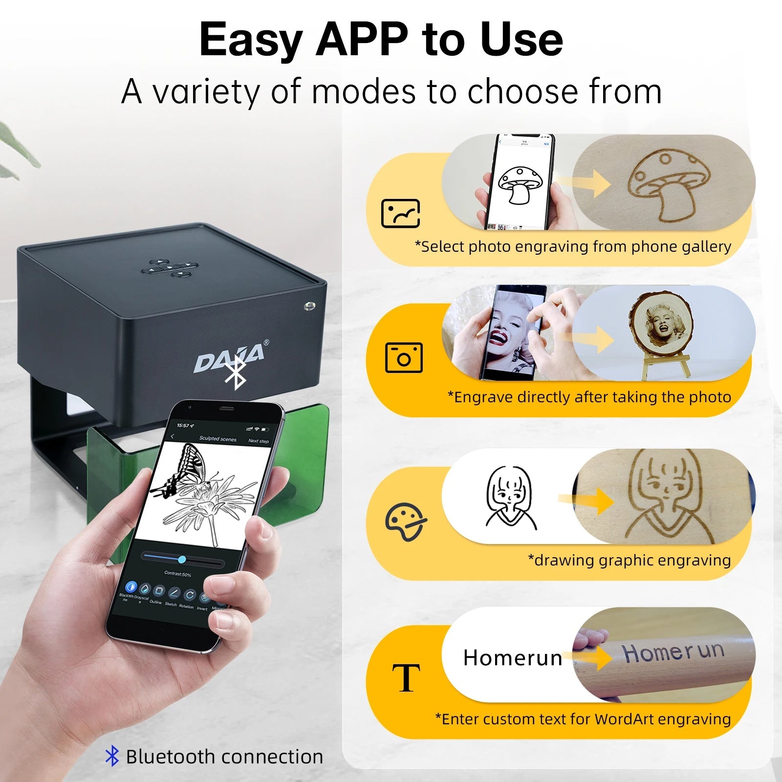 Mini Portable Laser Engraver - DIY Bluetooth Machine for Wood and Leather