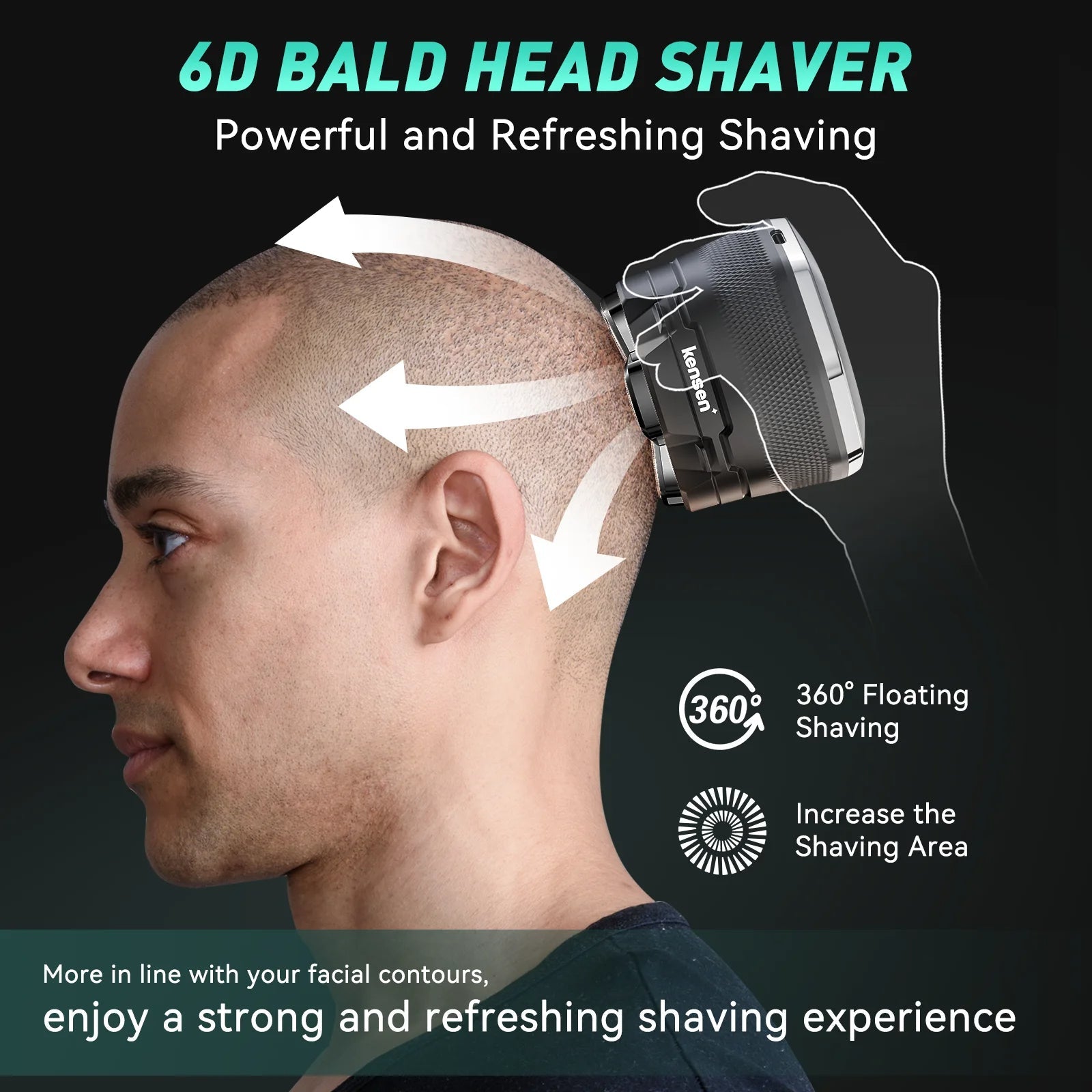 6D Electric Head Shaver - Magnetic Bald Razor LED Display Trimmer