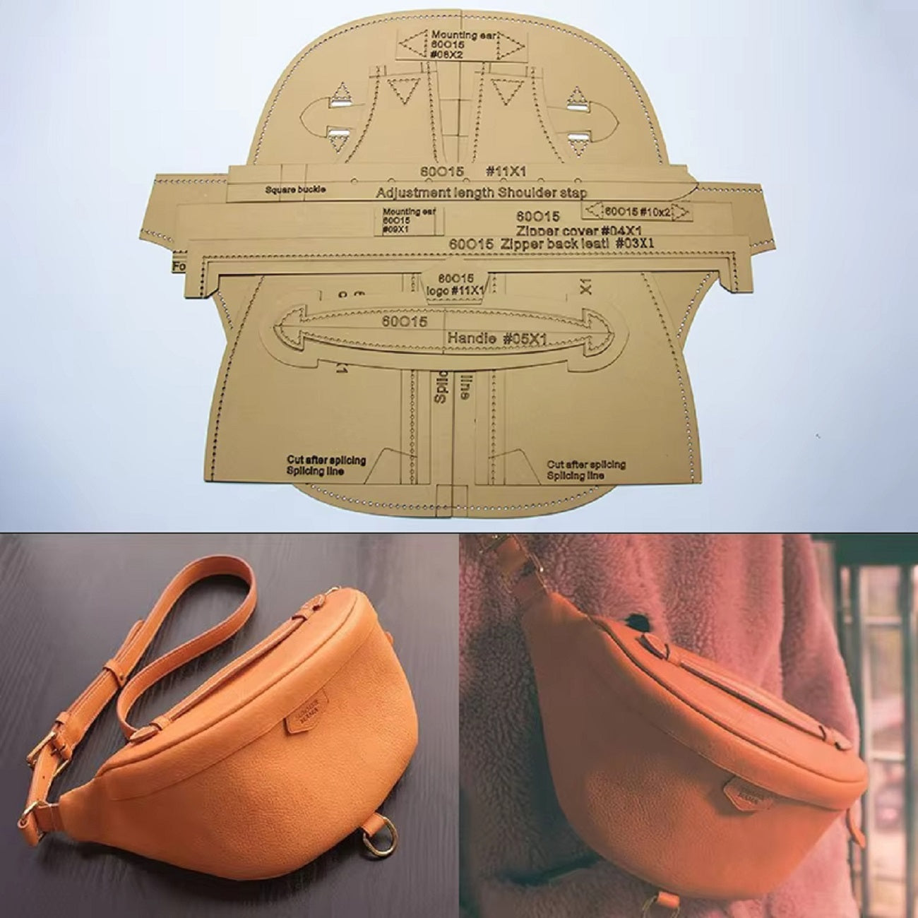 Handcraft Chest Bag Leather Template Paper Stencils DIY Shoulder Sewing Tool