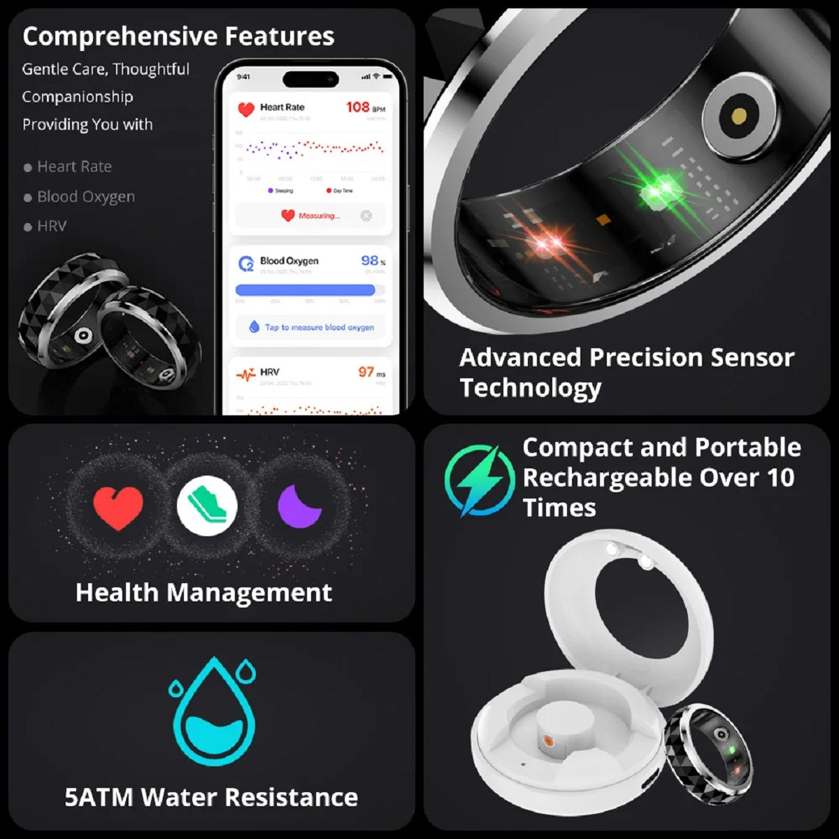 R11 Smart Ring - Health & Sleep Tracker and Fidget Spinner