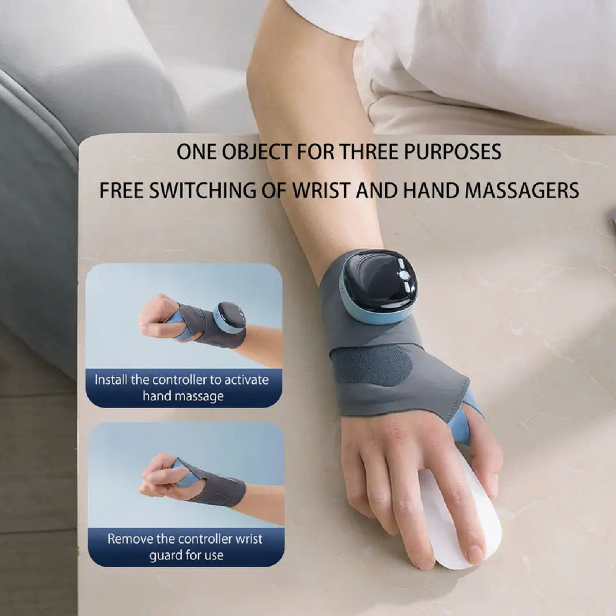 Electric Heated Wrist Massager 3-Mode Vibration Support for Carpal Tunnel