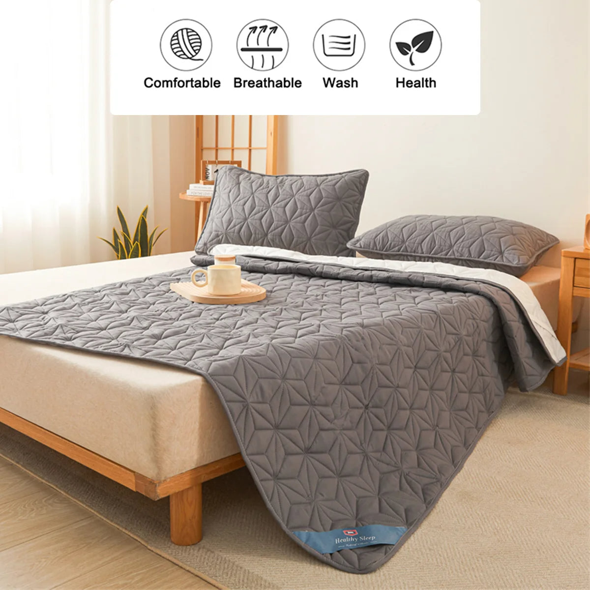Waterproof Quilted Mattress Topper - Elastic Band Winter Bed Cover