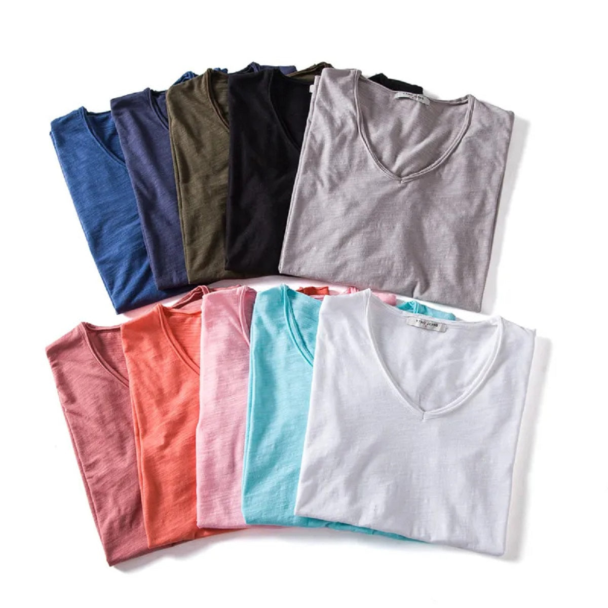 5-Pack Men's Slim Fit V-Neck T-Shirts - Cotton Solid Color Summer Tees