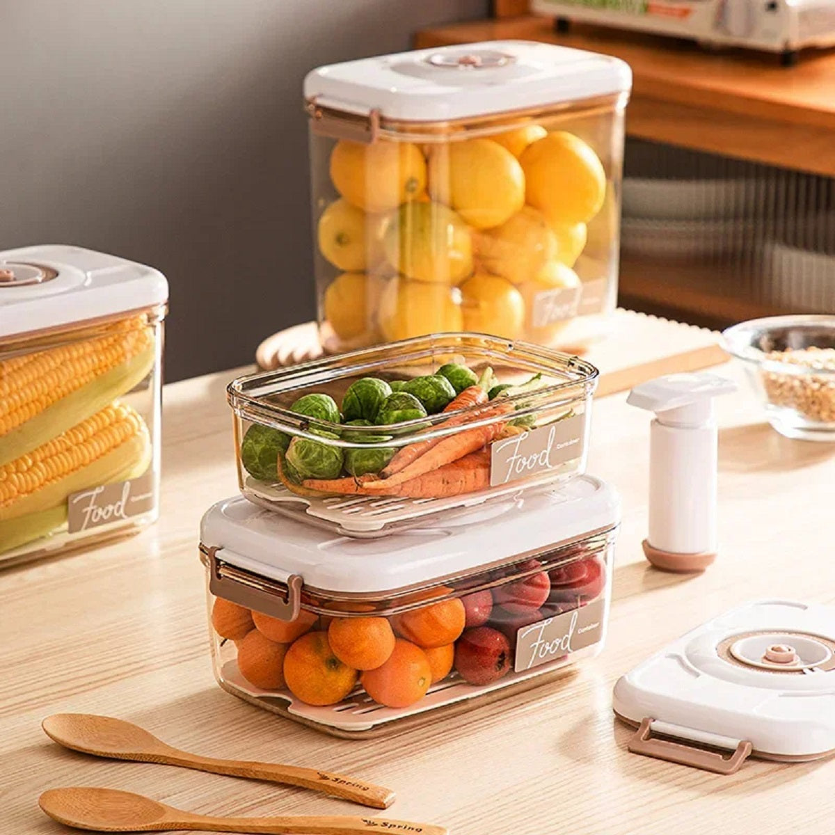 Large-Capacity Fresh-Keeping Vacuum-Sealed Food Storage Box with Pump
