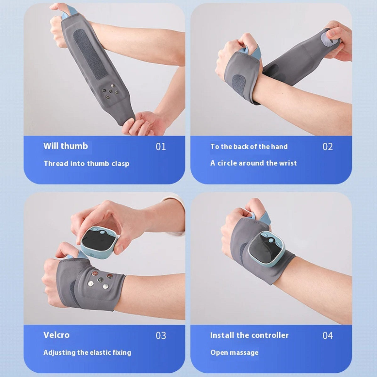 Electric Heated Wrist Massager 3-Mode Vibration Support for Carpal Tunnel
