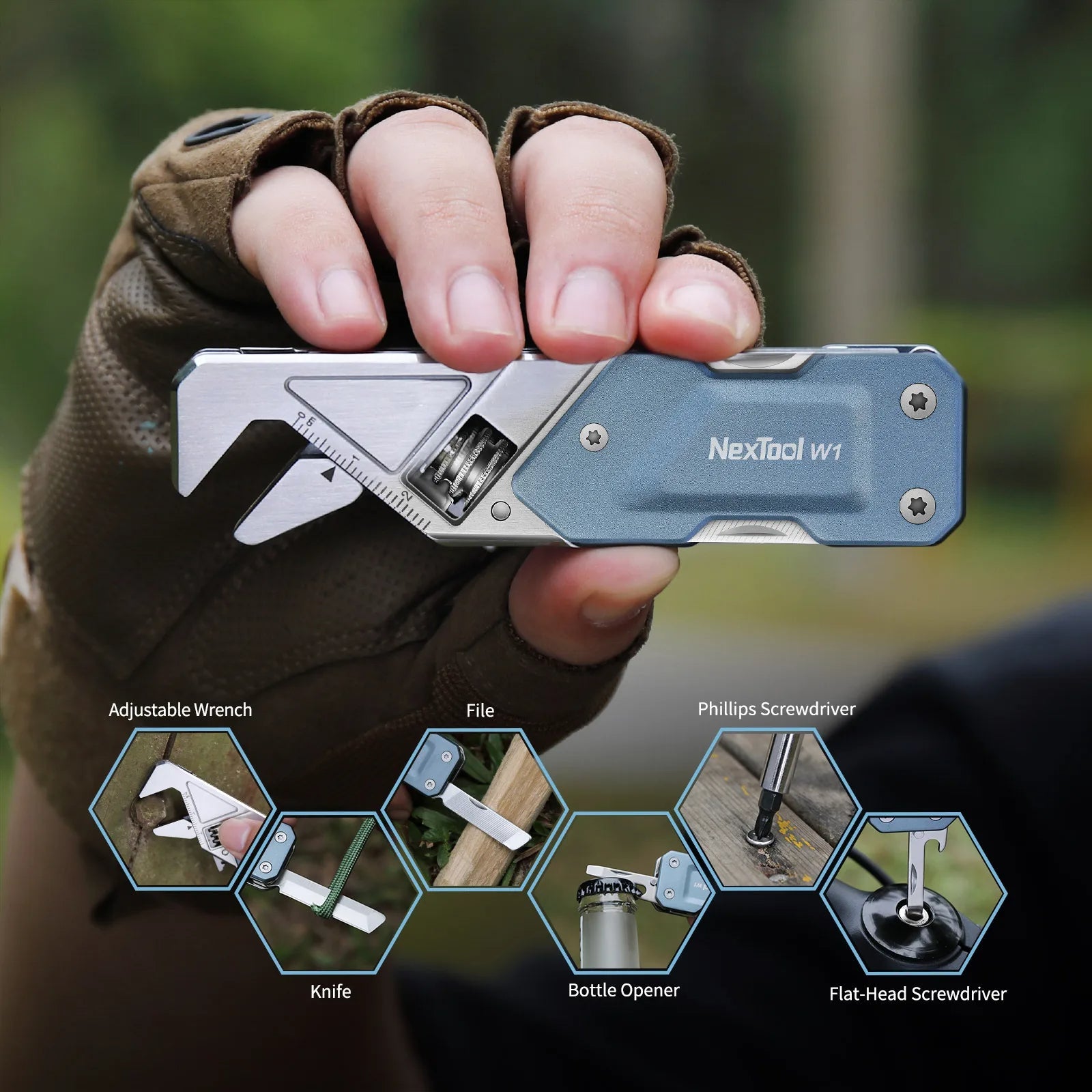 6 in 1 Multi Tool with Adjustable Wrench Pocket Hand Screwdriver Bit Set