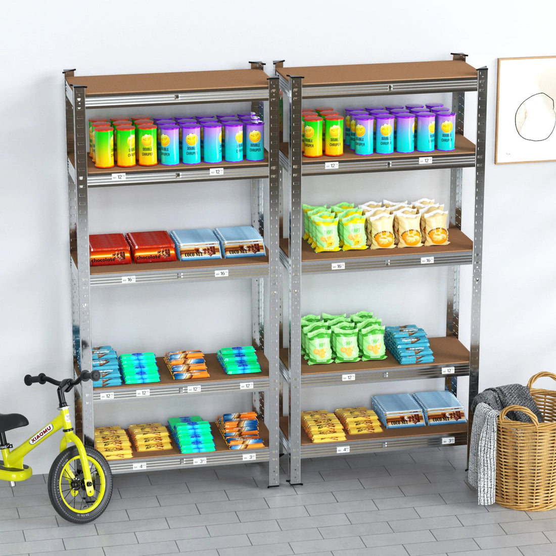 5-Tier Metal Storage Rack - Heavy-Duty Galvanised Shelving