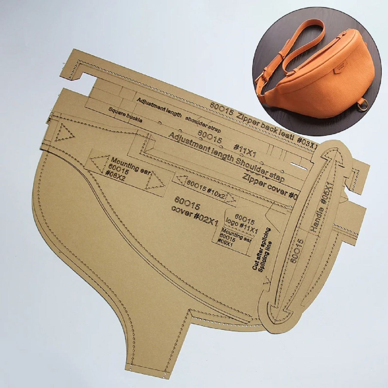 Handcraft Chest Bag Leather Template Paper Stencils DIY Shoulder Sewing Tool
