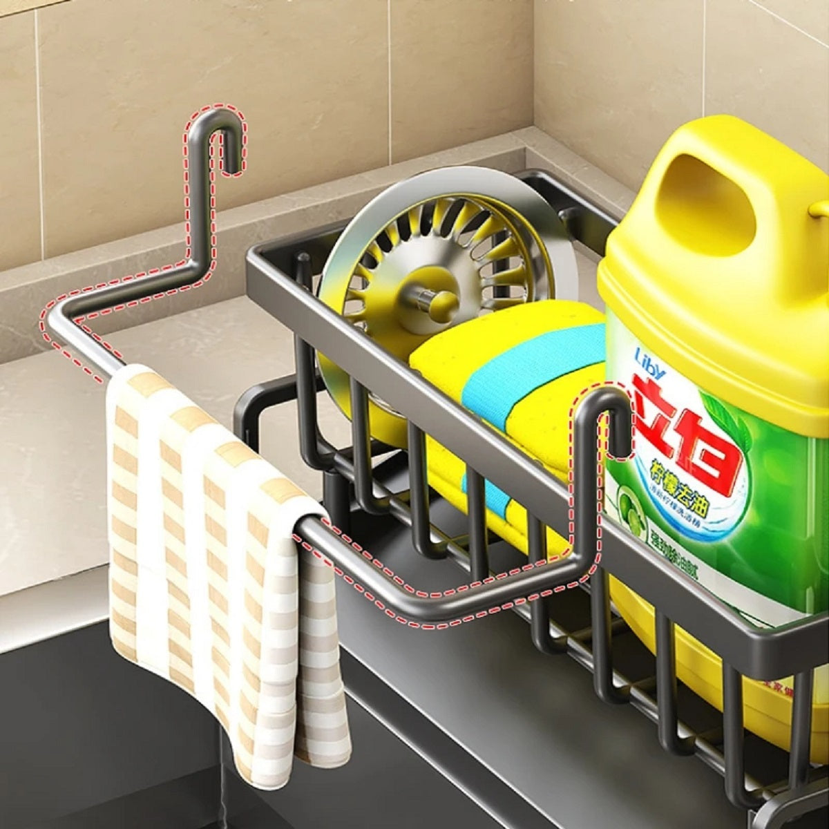 Stainless Steel Sink Rack - Faucet Mounted Sponge