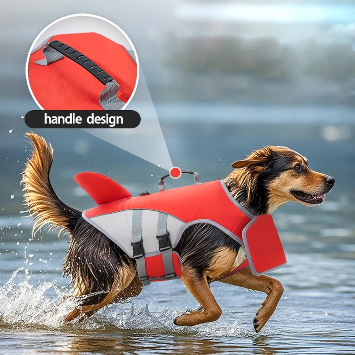 Shark Fin Dog Life Jacket -Adjustable Pet Swimming Safety Vest