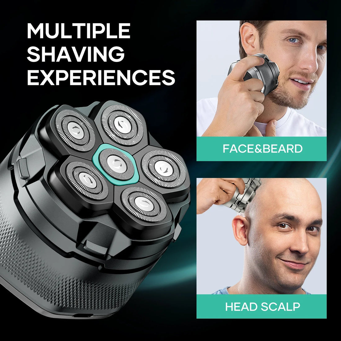 6D Electric Head Shaver - Magnetic Bald Razor LED Display Trimmer