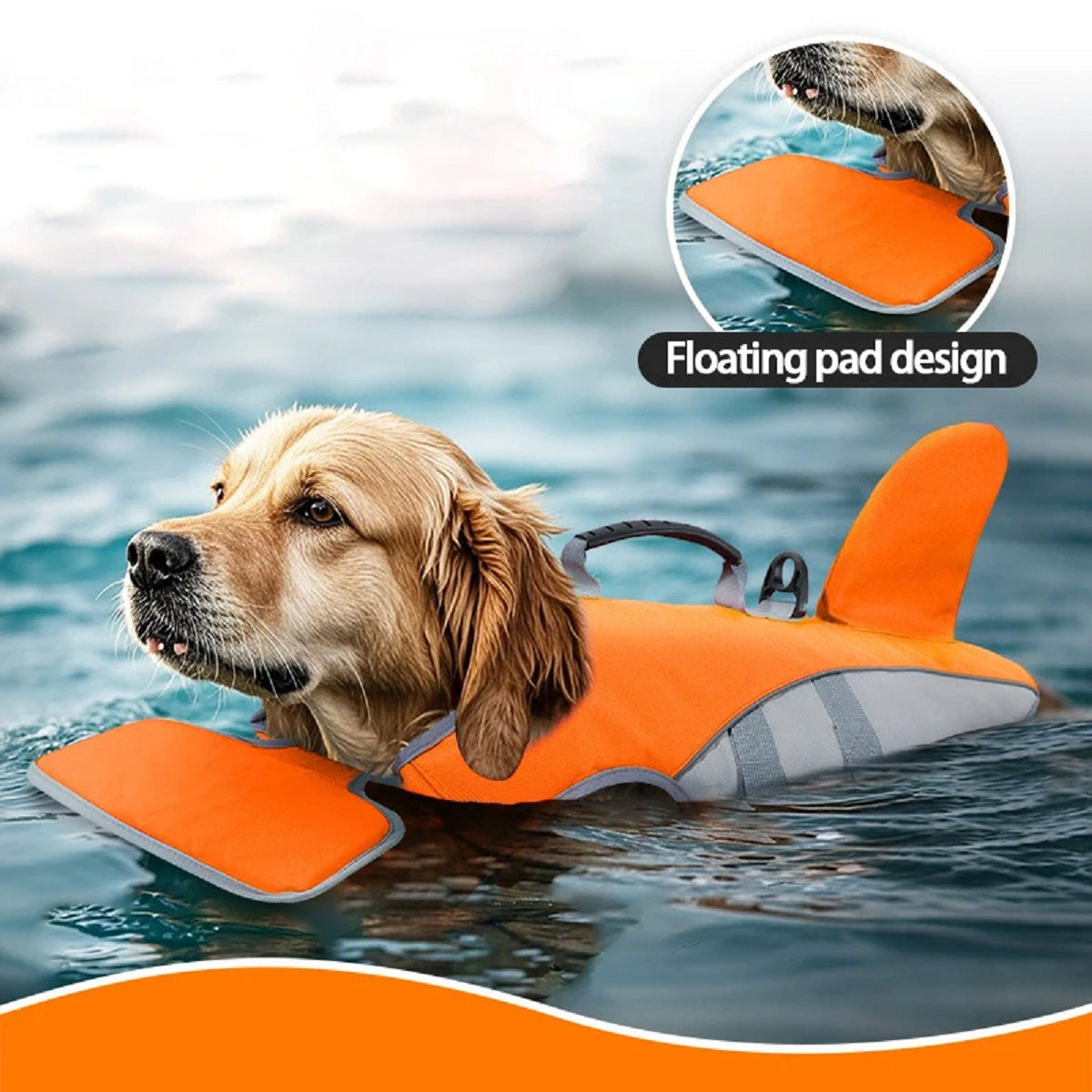 Shark Fin Dog Life Jacket -Adjustable Pet Swimming Safety Vest