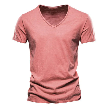 5-Pack Men's Slim Fit V-Neck T-Shirts - Cotton Solid Color Summer Tees