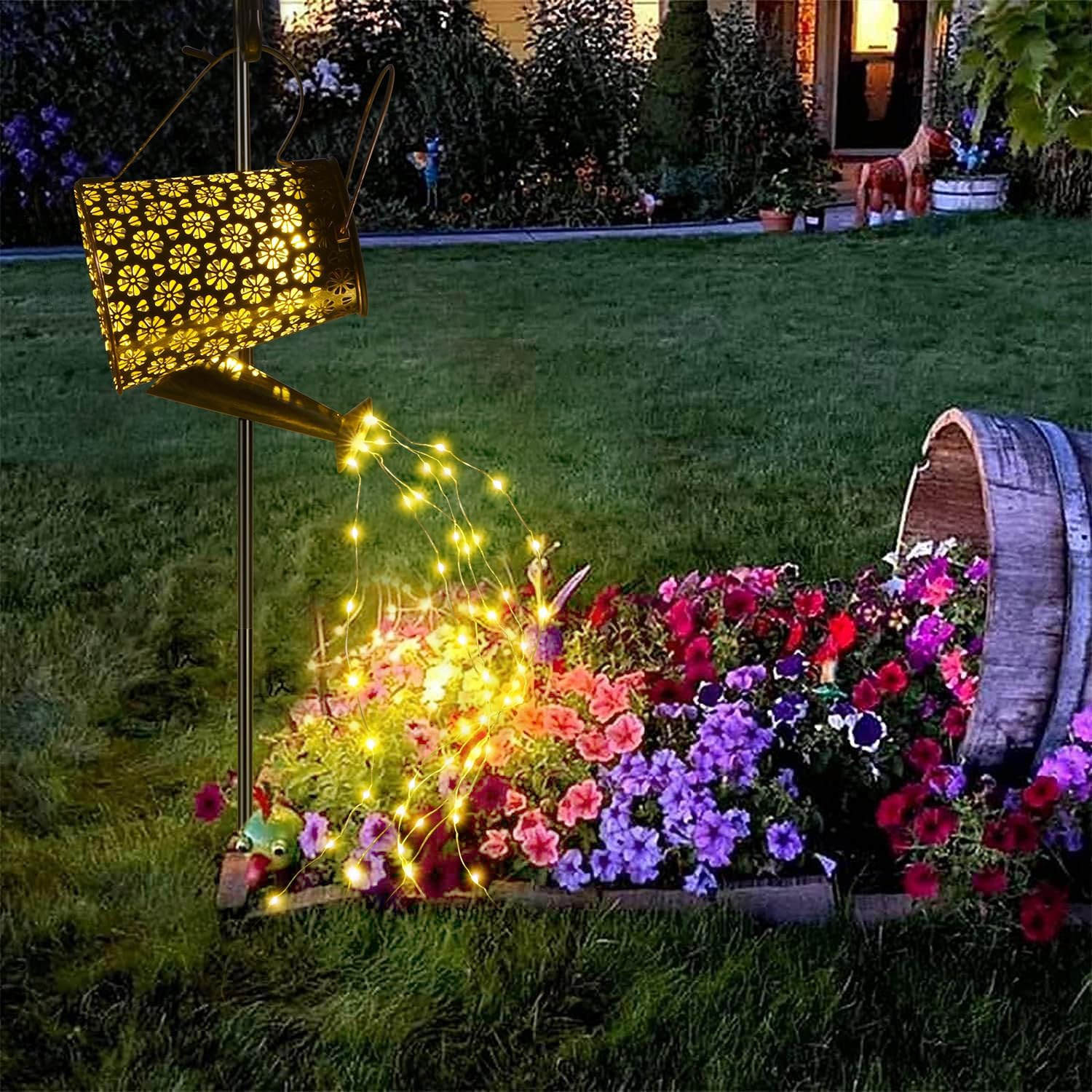Solar Watering Can Light Hanging Waterfall Lamp