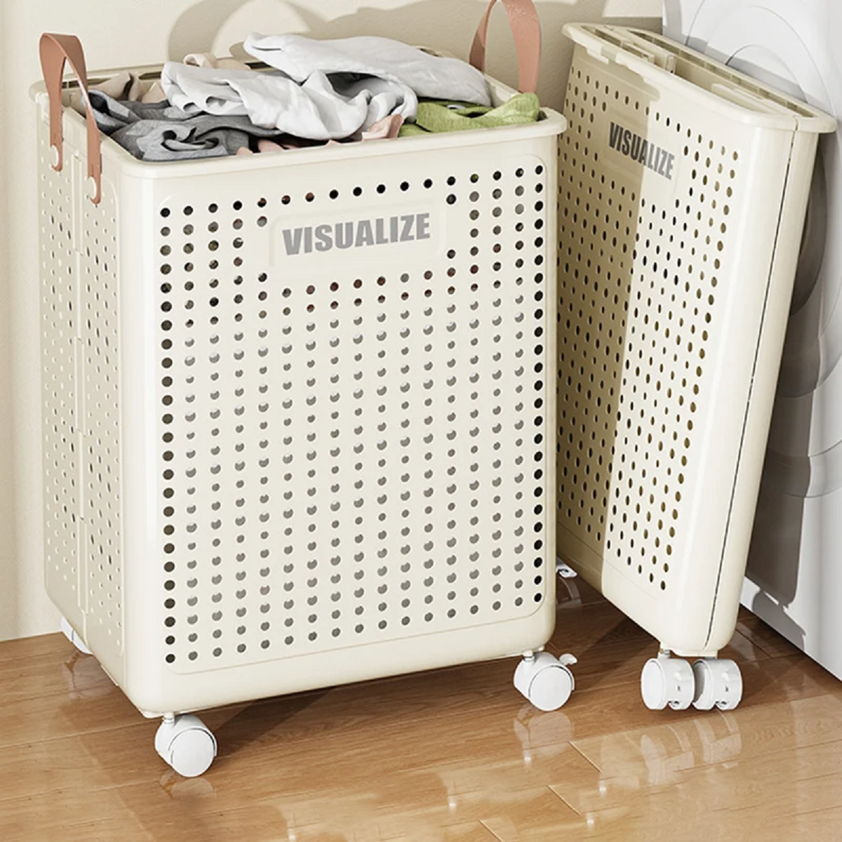 Portable Storage Folding Laundry Basket with Wheels
