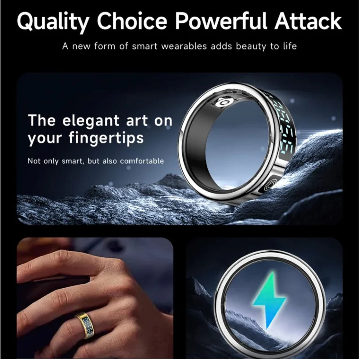 Smart Ring - Heart-Rate and Spo₂ Monitor Multi-Sport 5 ATM Waterproof