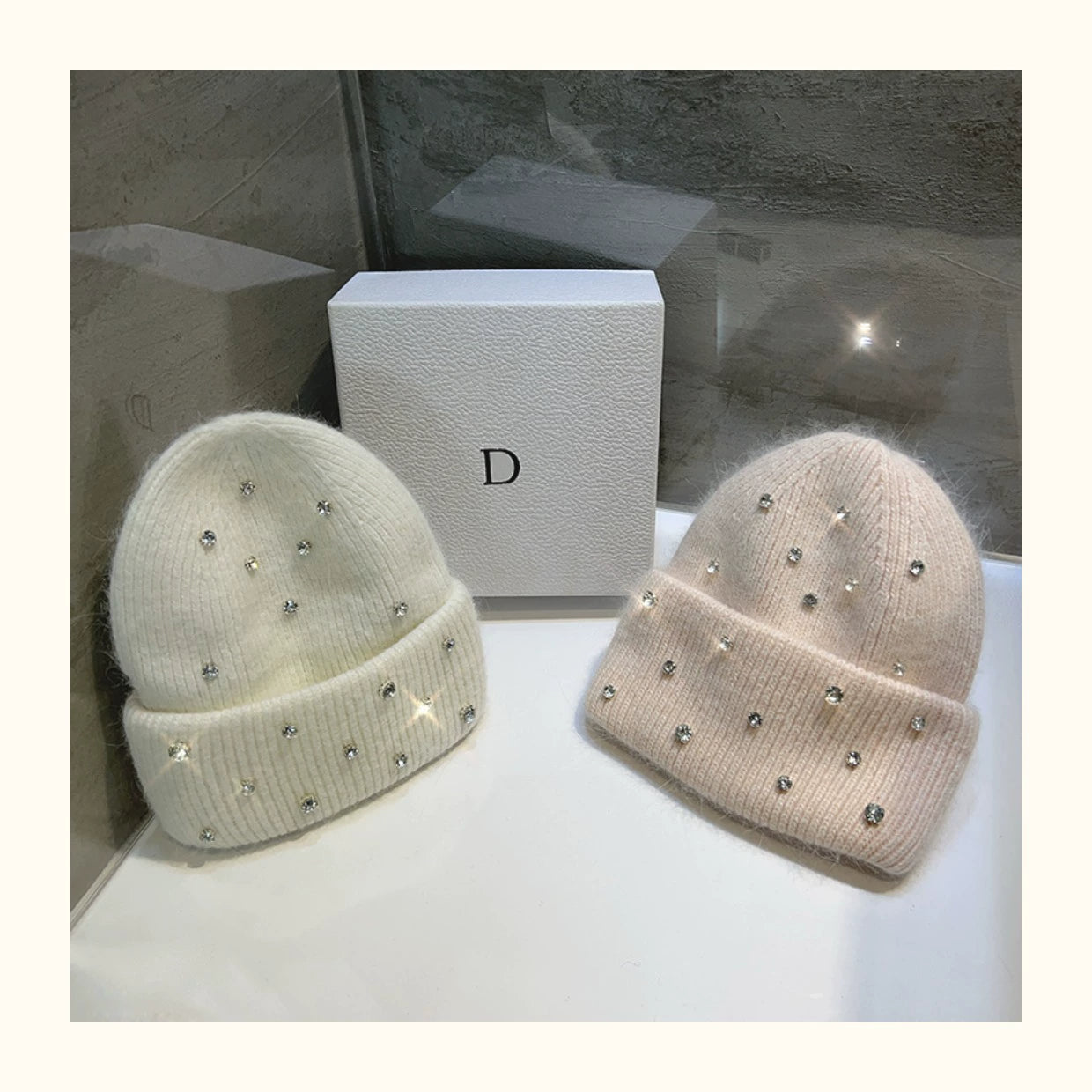 Sparkly Rhinestones Winter Warm Wool Beanie Hats