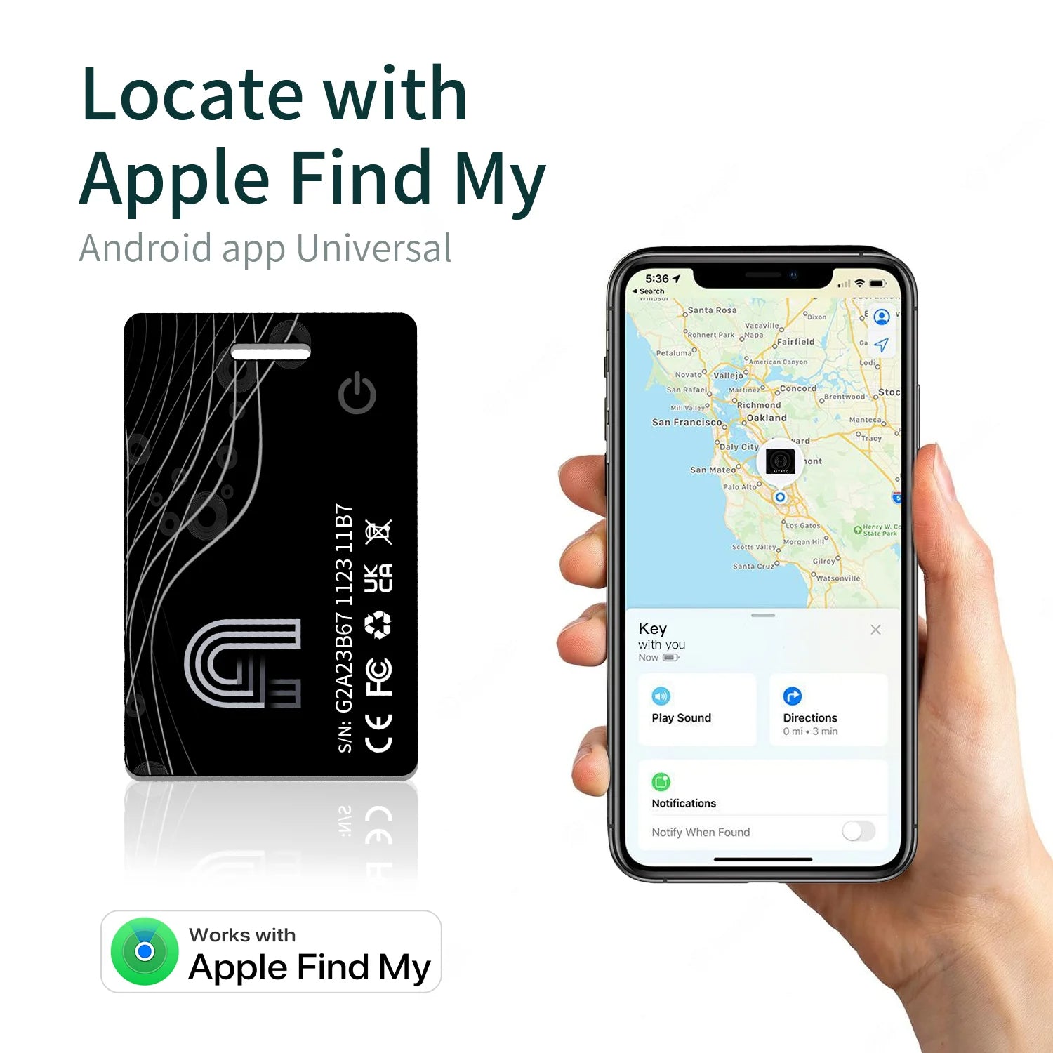 Thin Wallet GPS Tracker - Wireless Charging Smart Tag