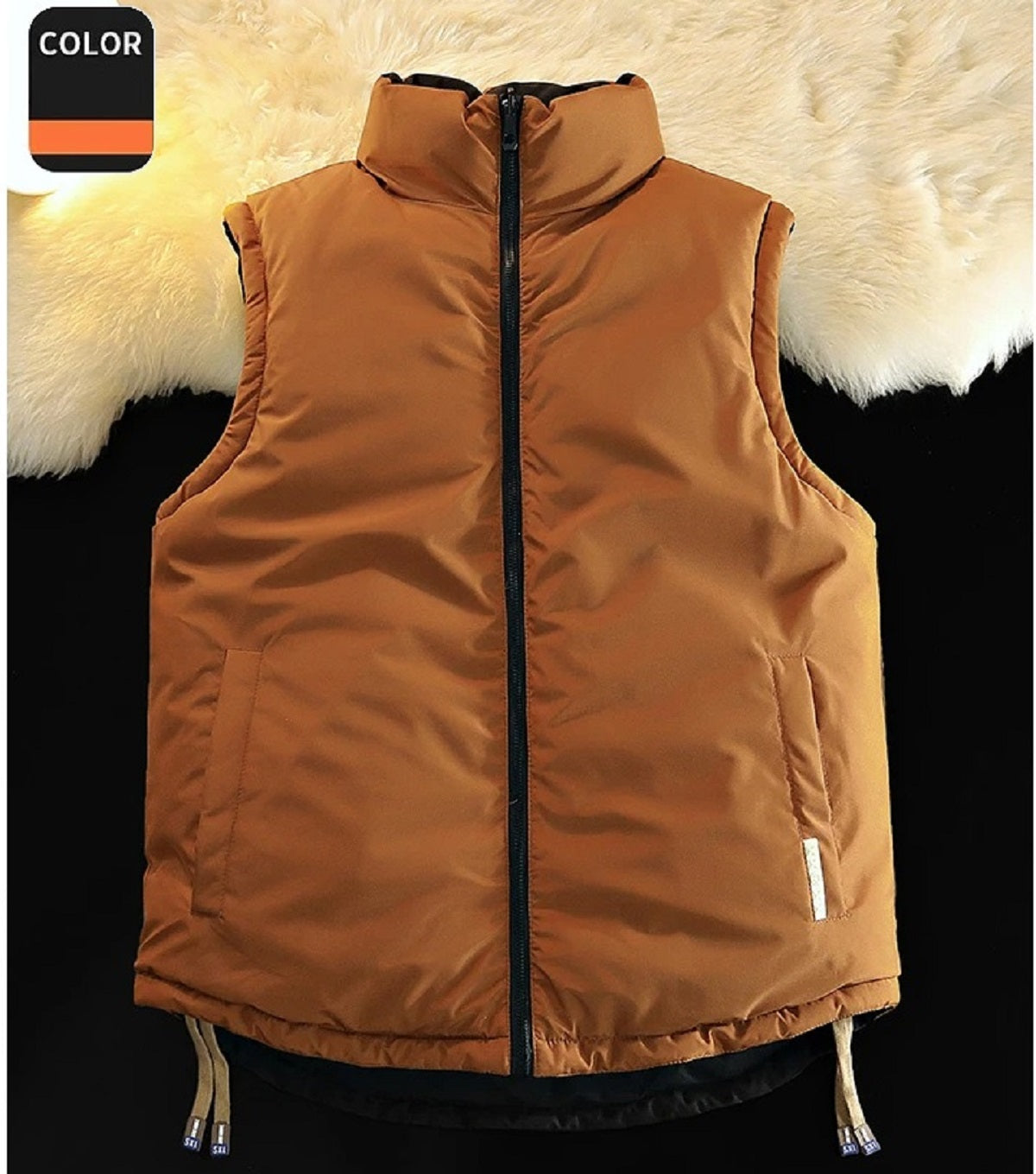 Men's Winter Vest Warm Double Sided Sleeveless Jacket with Backpack