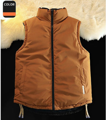 Men's Winter Vest Warm Double Sided Sleeveless Jacket with Backpack