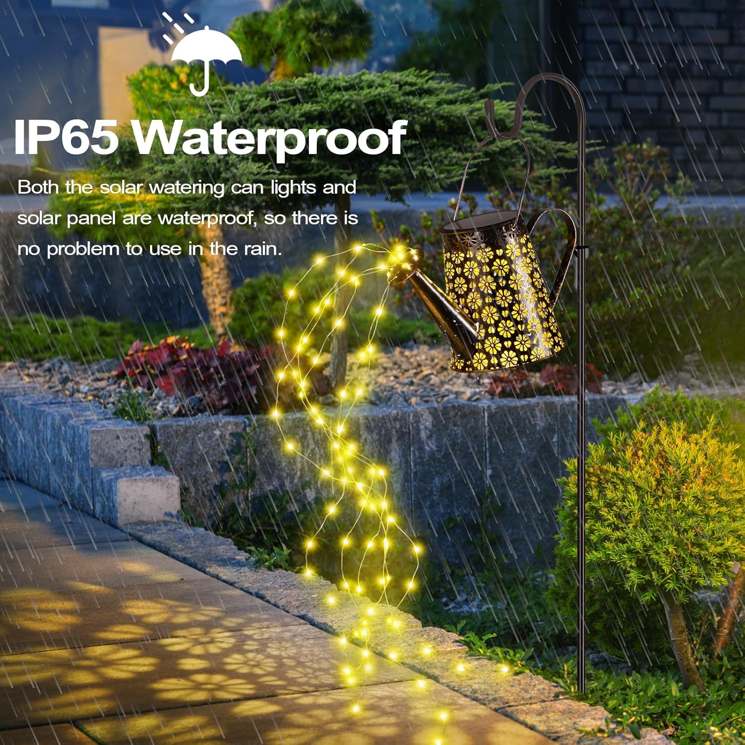 Solar Watering Can Light Hanging Waterfall Lamp