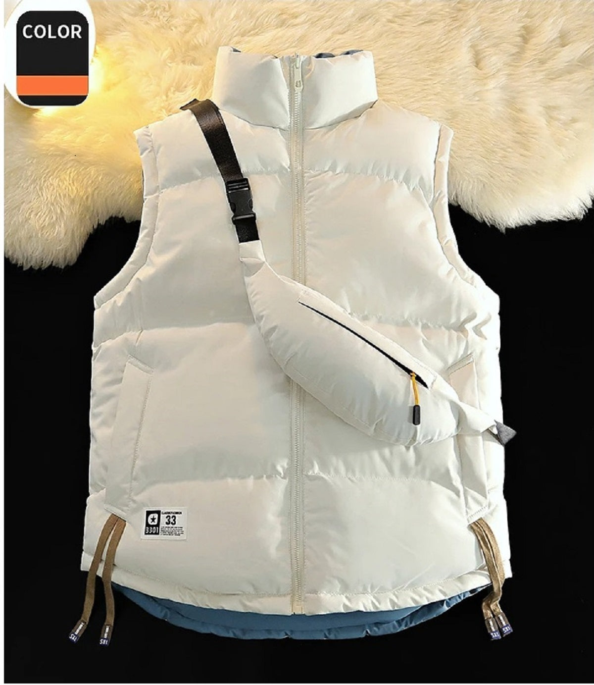 Men's Winter Vest Warm Double Sided Sleeveless Jacket with Backpack