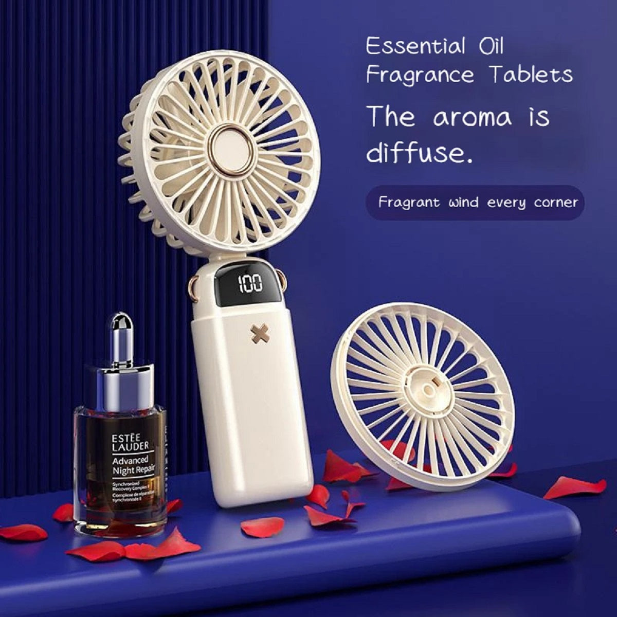 Mini Aromatherapy Handheld Fan - Silent USB Desk for Office and Travel