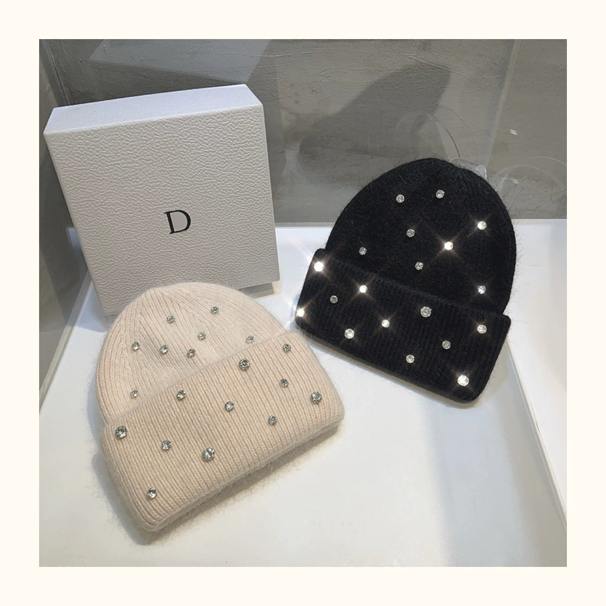 Sparkly Rhinestones Winter Warm Wool Beanie Hats