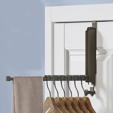 Aluminium Folding Door Rack - Telescopic Multi-Function Hook No-Drill Home Organiser