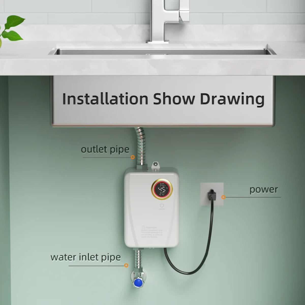 Instant Electric Water Heater - Wall-Mounted Hot Water Heater with LCD Display