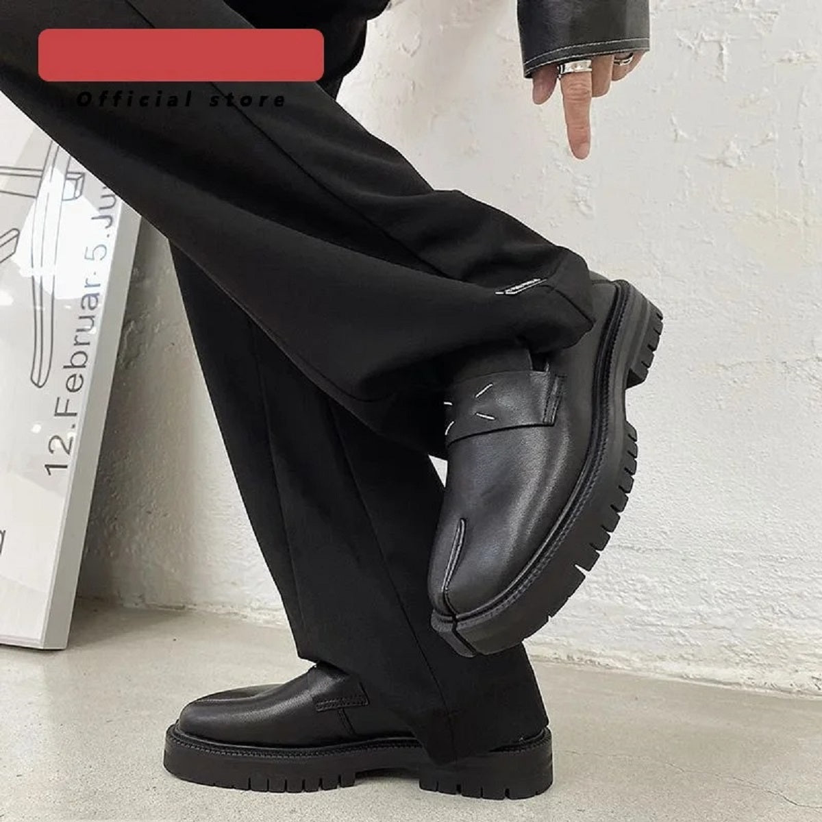 Split-Toe Tabi Loafers - Thick Sole Leather Shoes