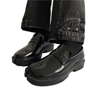 Split-Toe Tabi Loafers - Thick Sole Leather Shoes