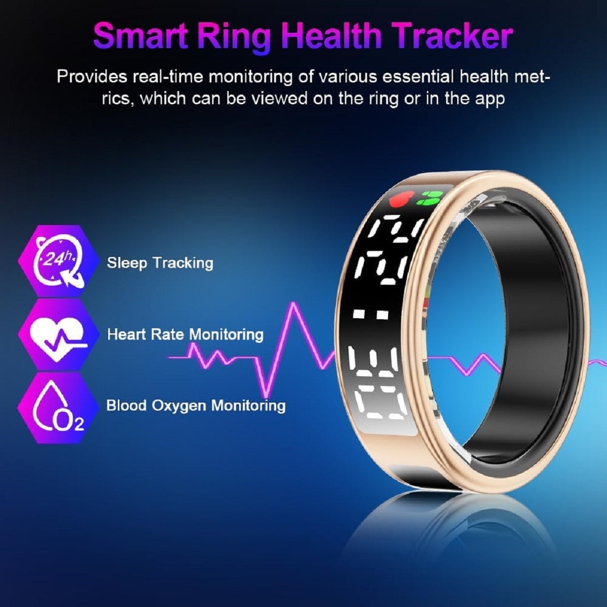 Smart Ring - Heart-Rate and Spo₂ Monitor Multi-Sport 5 ATM Waterproof