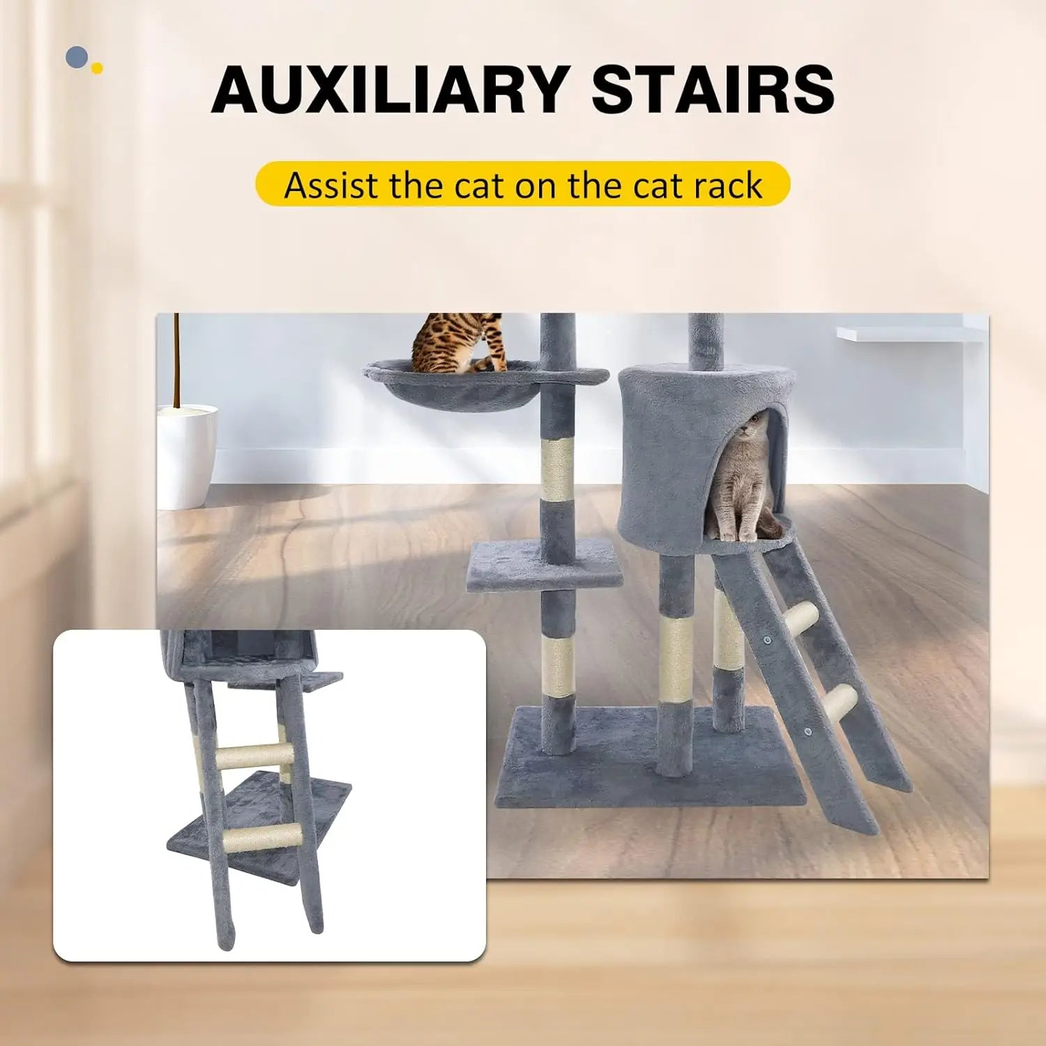 55.1 in Cat Tree Tower - Indoor/outdoor Scratching Post and Climbing Activity Centre