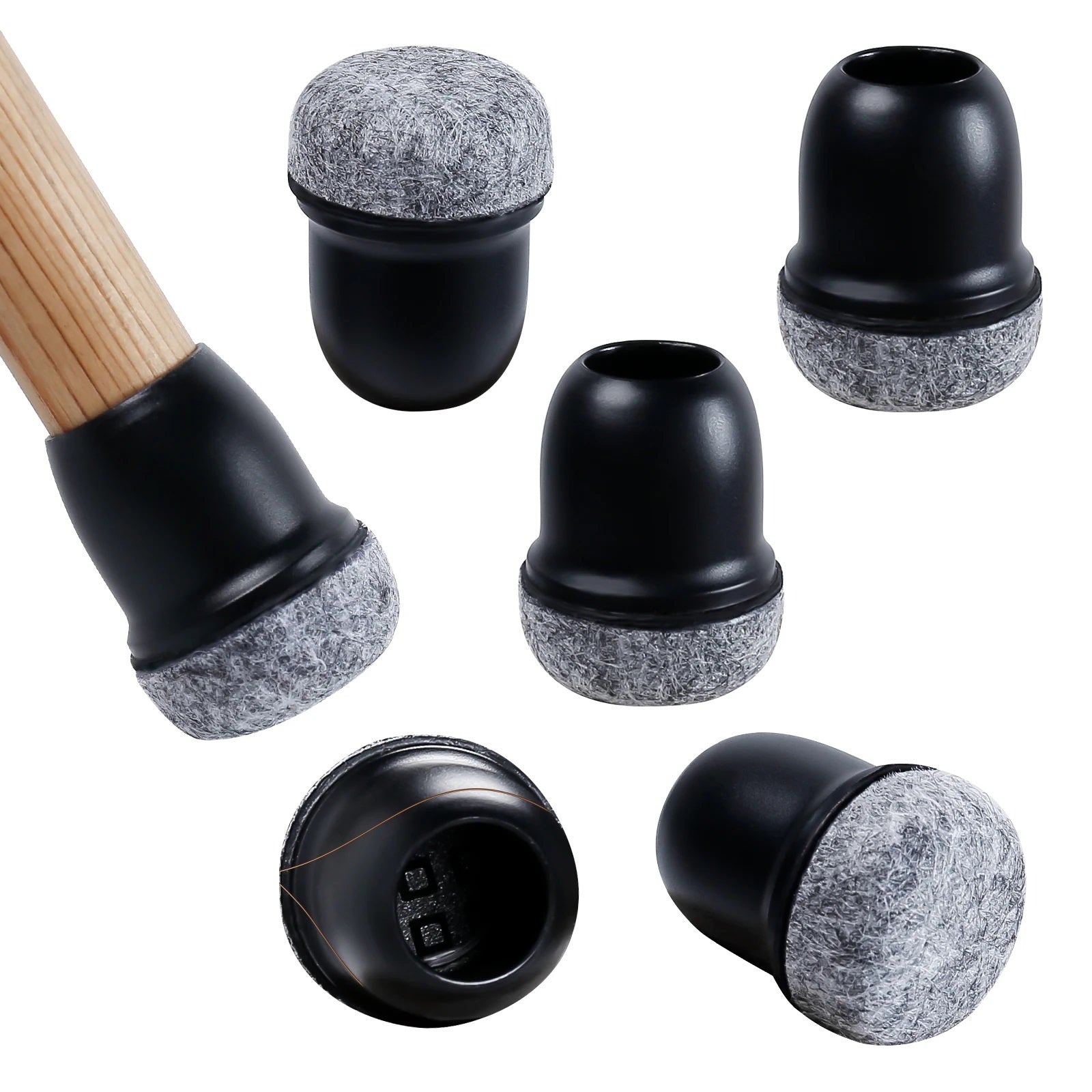 16 Pcs Chair Leg Protectors - Anti-Slip Silicone Felt Covers for Hardwood Floors