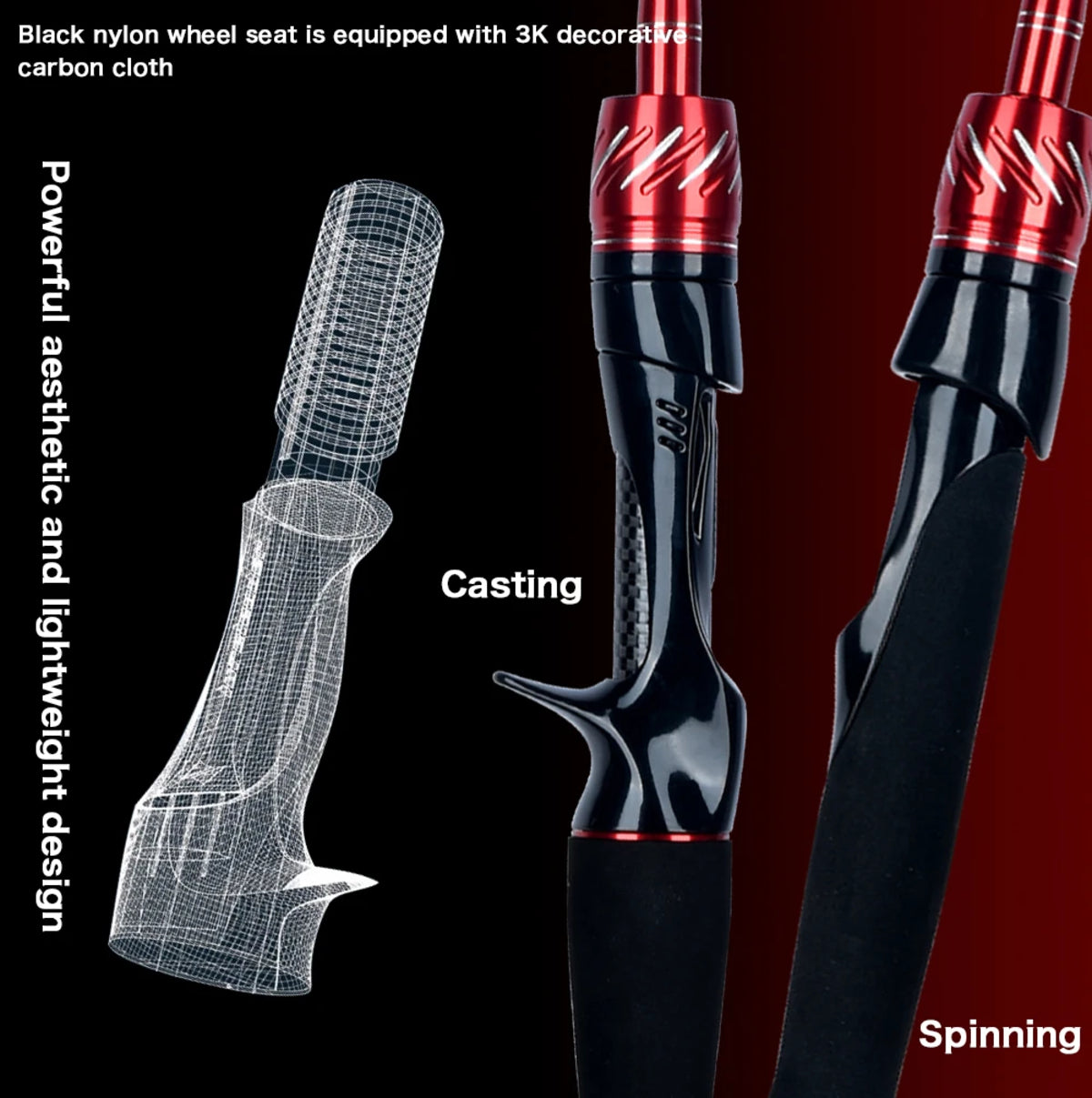 Carbon Fishing Rod for Travellers - Fuji Lure Spinning and Casting Mini Rock and Baitcasting