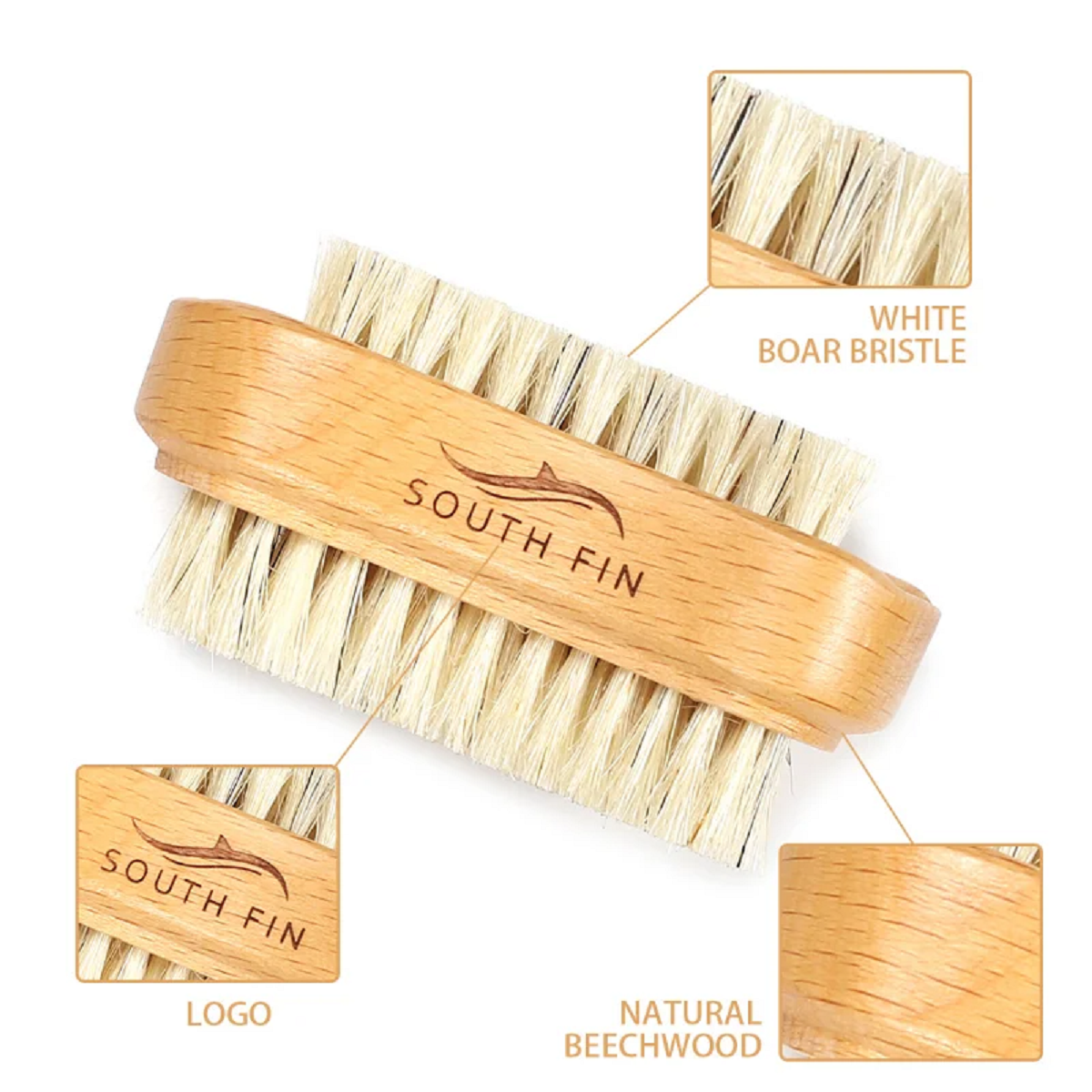Natural Bristles Manicure Pedicure Tool Scrubbing Brush