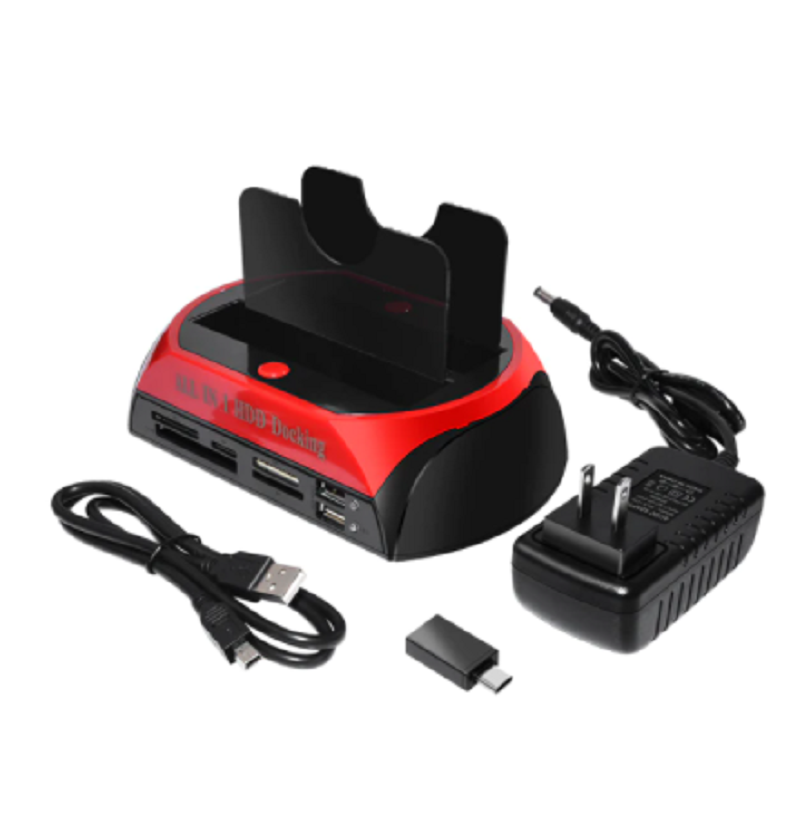 HDD Docking Station Ide Sata Dual USB 2.0 : Clone Hard Drive Card Reader