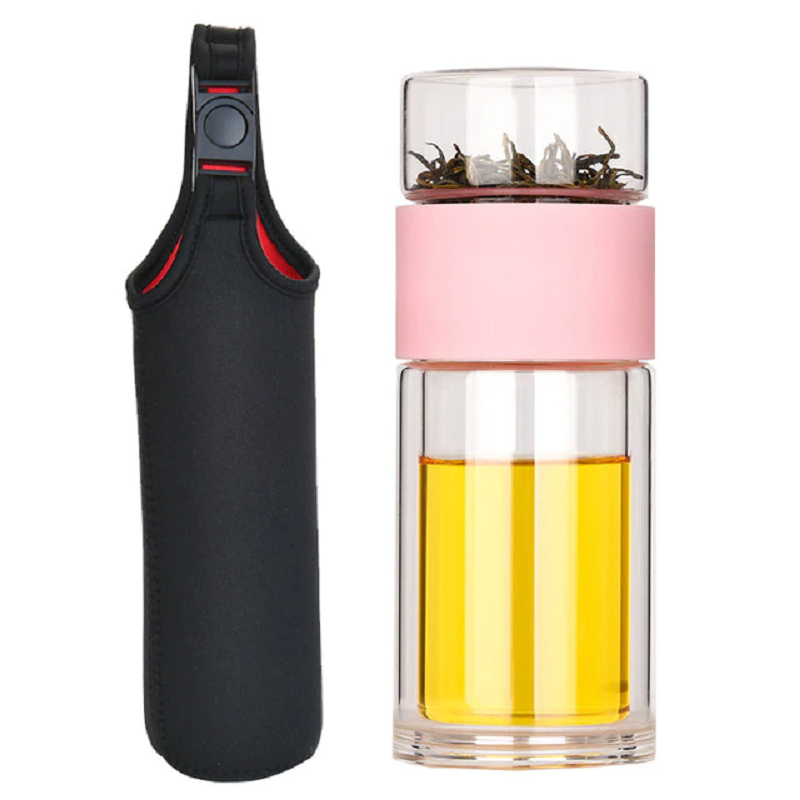 Double Glass Tea Drink Bottle Infuser Tumbler Waterbottle Eco-Friendly