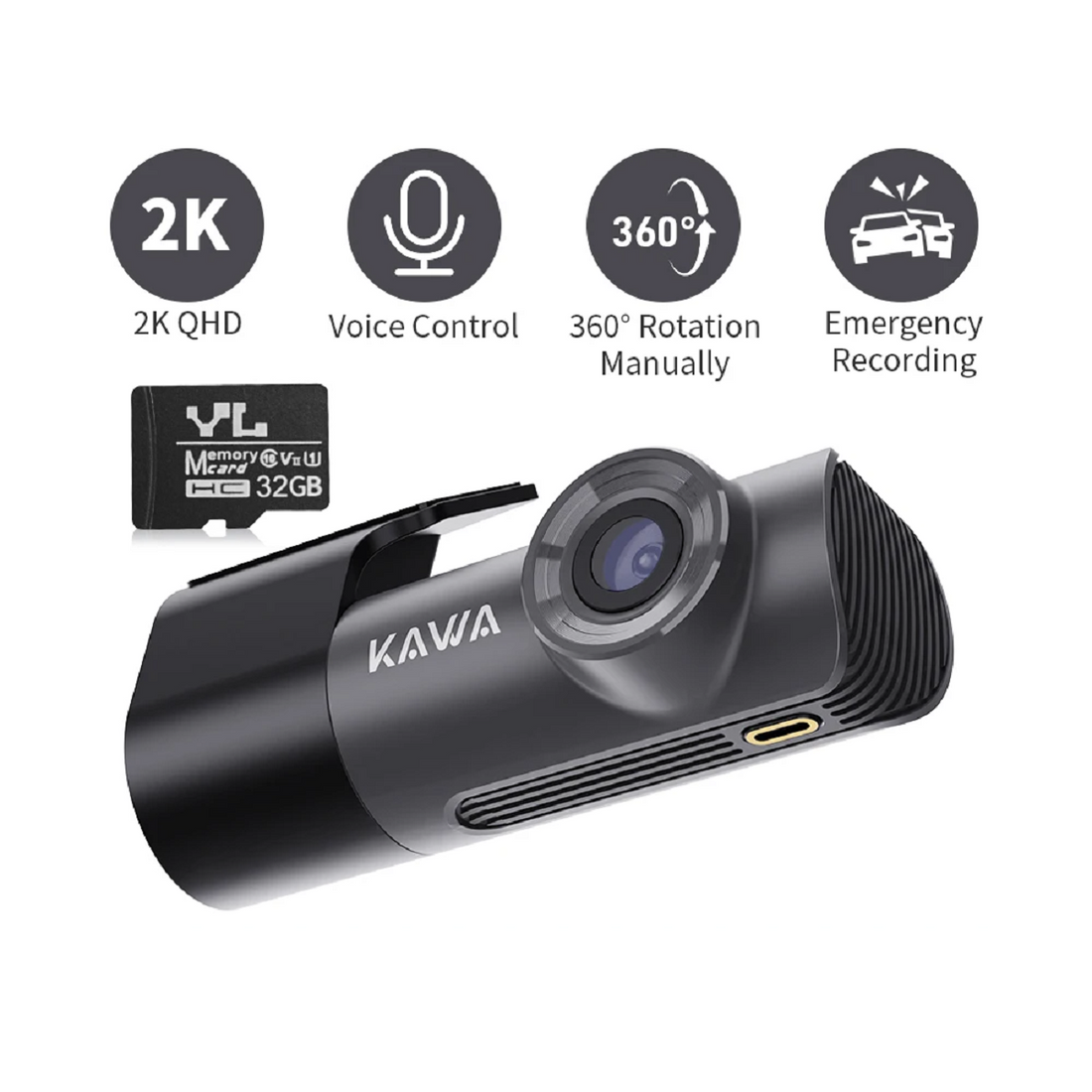2K Dash Cam for Cars Dvr Control WiFi App Monitor