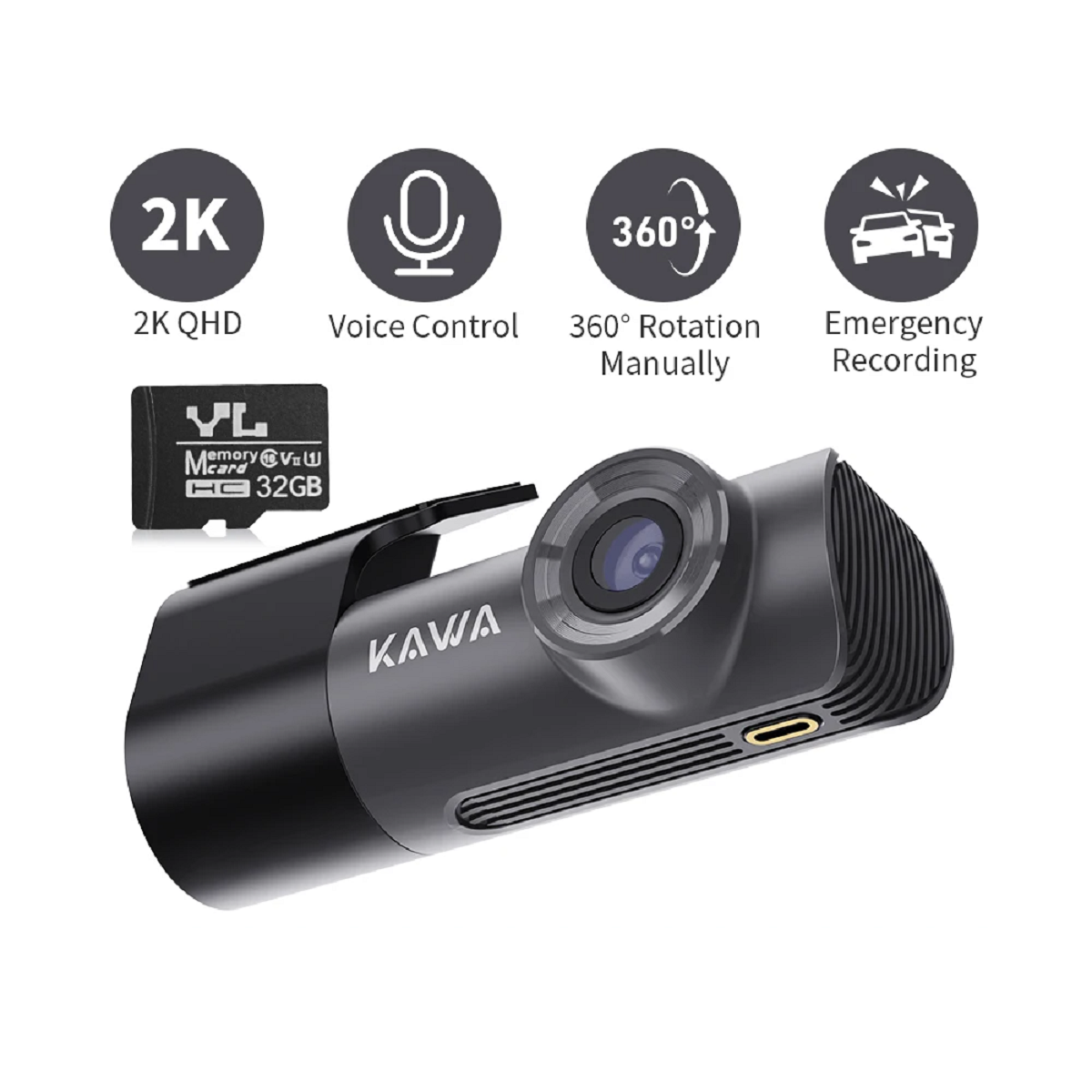 2K Dash Cam for Cars Dvr Control WiFi App Monitor