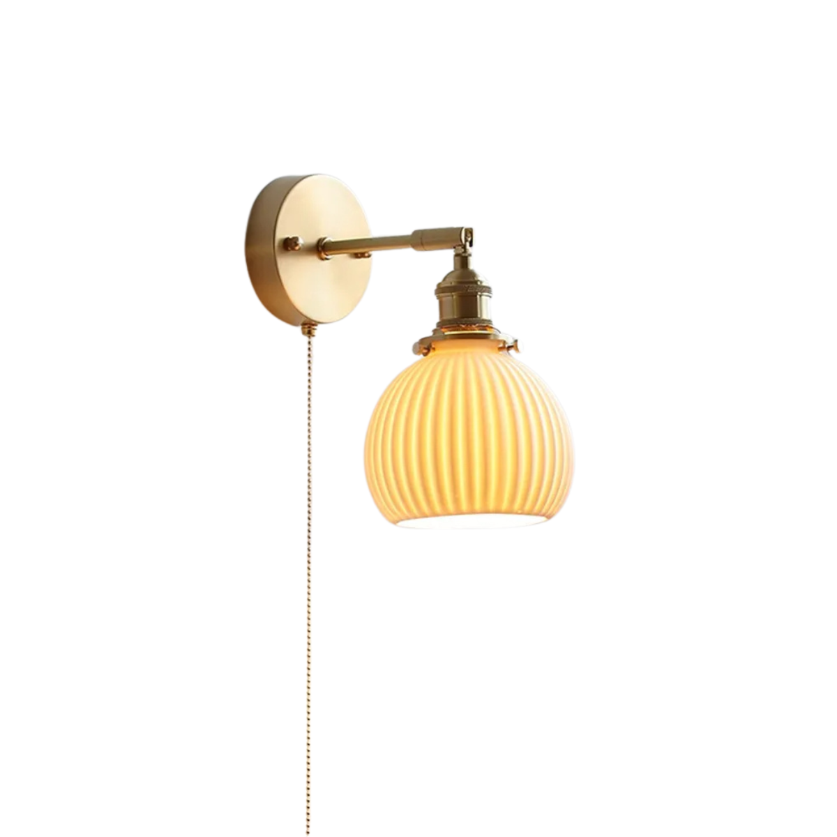 Nordic Ceramic Wall Light - LED Bedside Sconce with Pull Switch