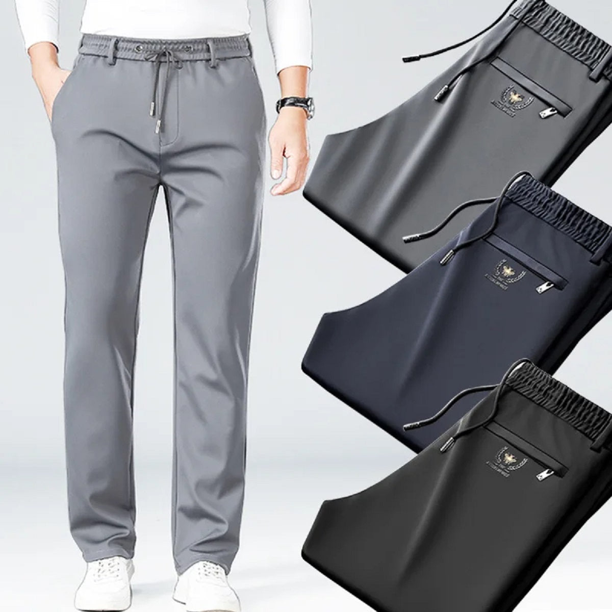 Men's Ice Silk Pants - Quick-Dry Summer Baggy Casual Trousers
