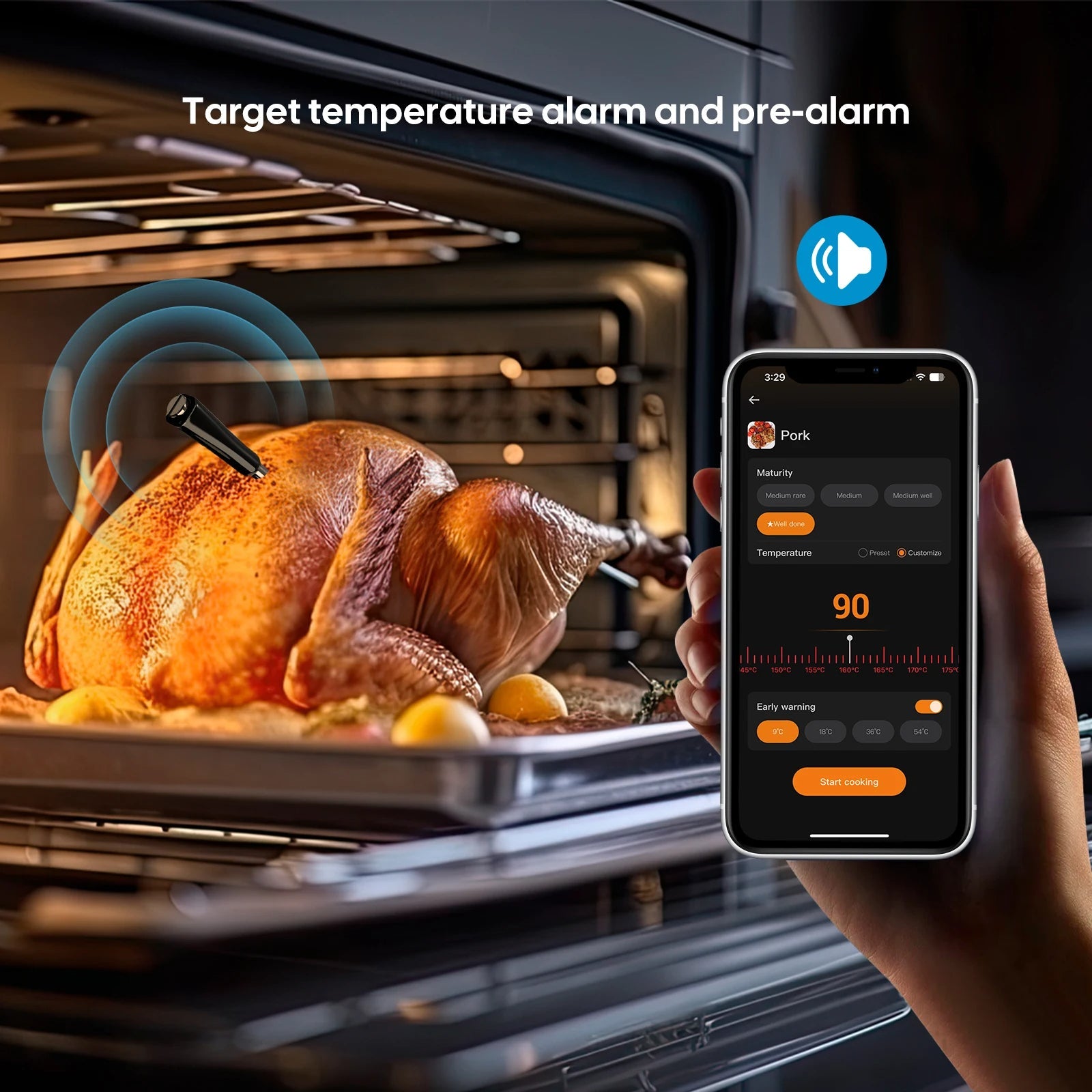 Wireless Bluetooth Meat Thermometer - Long and Short Probe Bbq Gauge