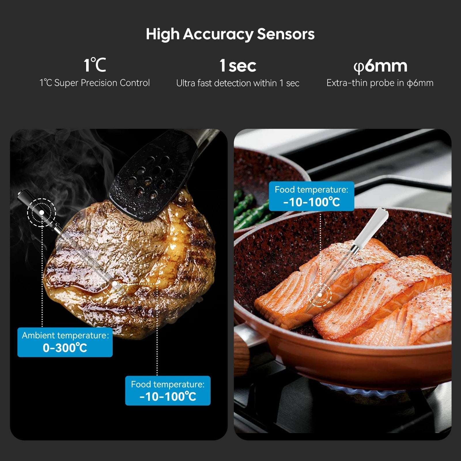 Wireless Bluetooth Meat Thermometer - Long and Short Probe Bbq Gauge